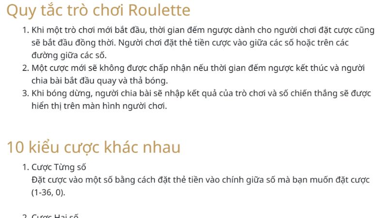 Chi tiết luật chơi roulette đơn giản nhất